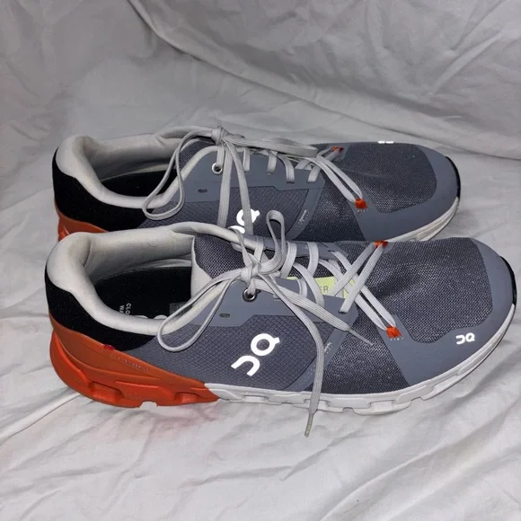 On Running Sneakers in Gray and Orange - Picture 2 of 8